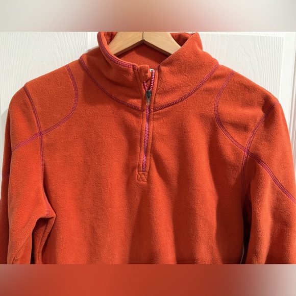Title Nine Vibrant Orange Rust Pumokin Spiced Latte Fleece Pullover - Picture 3 of 4